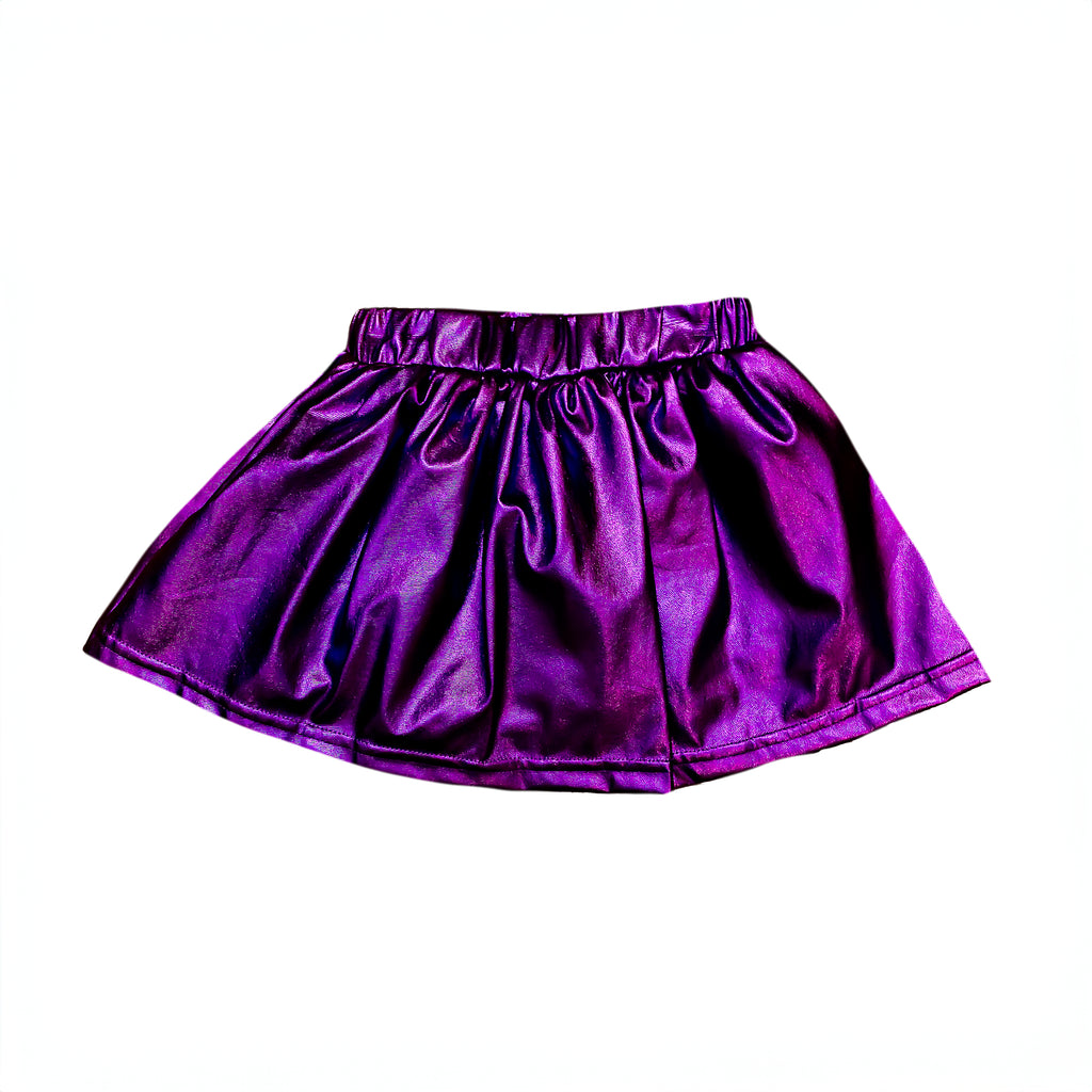 Purple Metallic Kid Skort