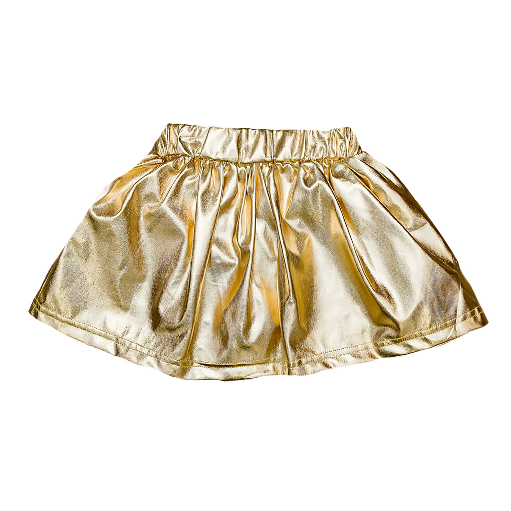 Gold Metallic Kid Skort