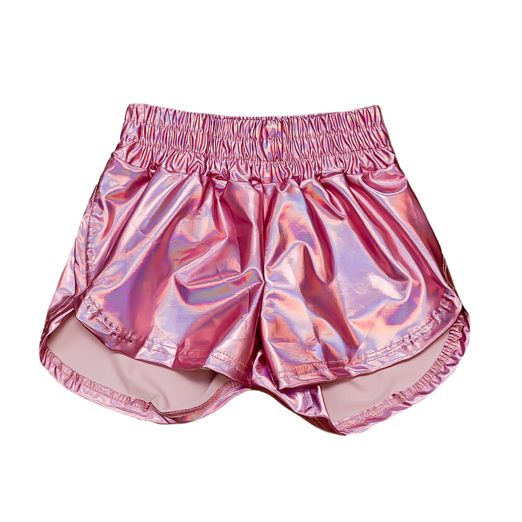Light Pink Metallic Kid Shorts