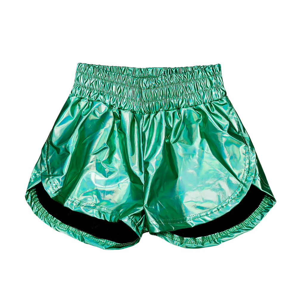 Teal Metallic Kid Shorts