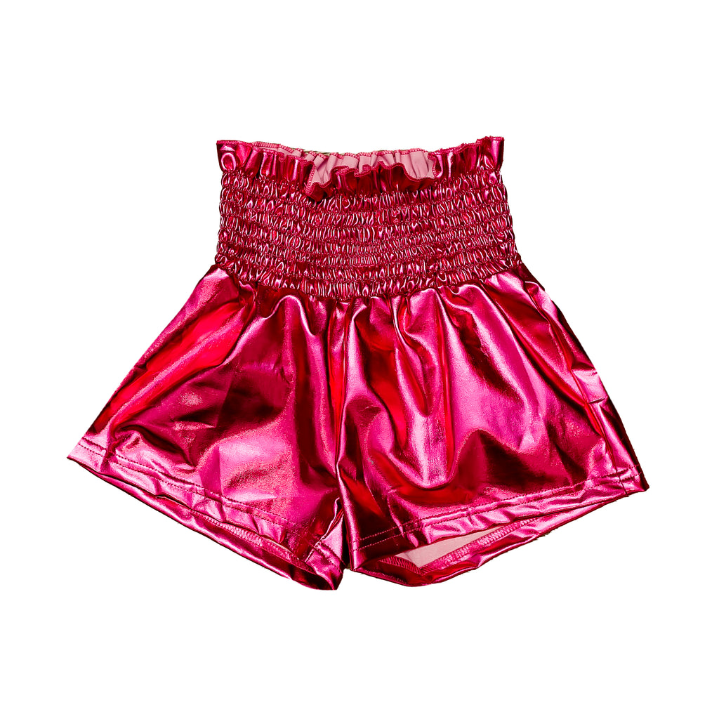 Hot Pink Metallic Kid Swing Shorts