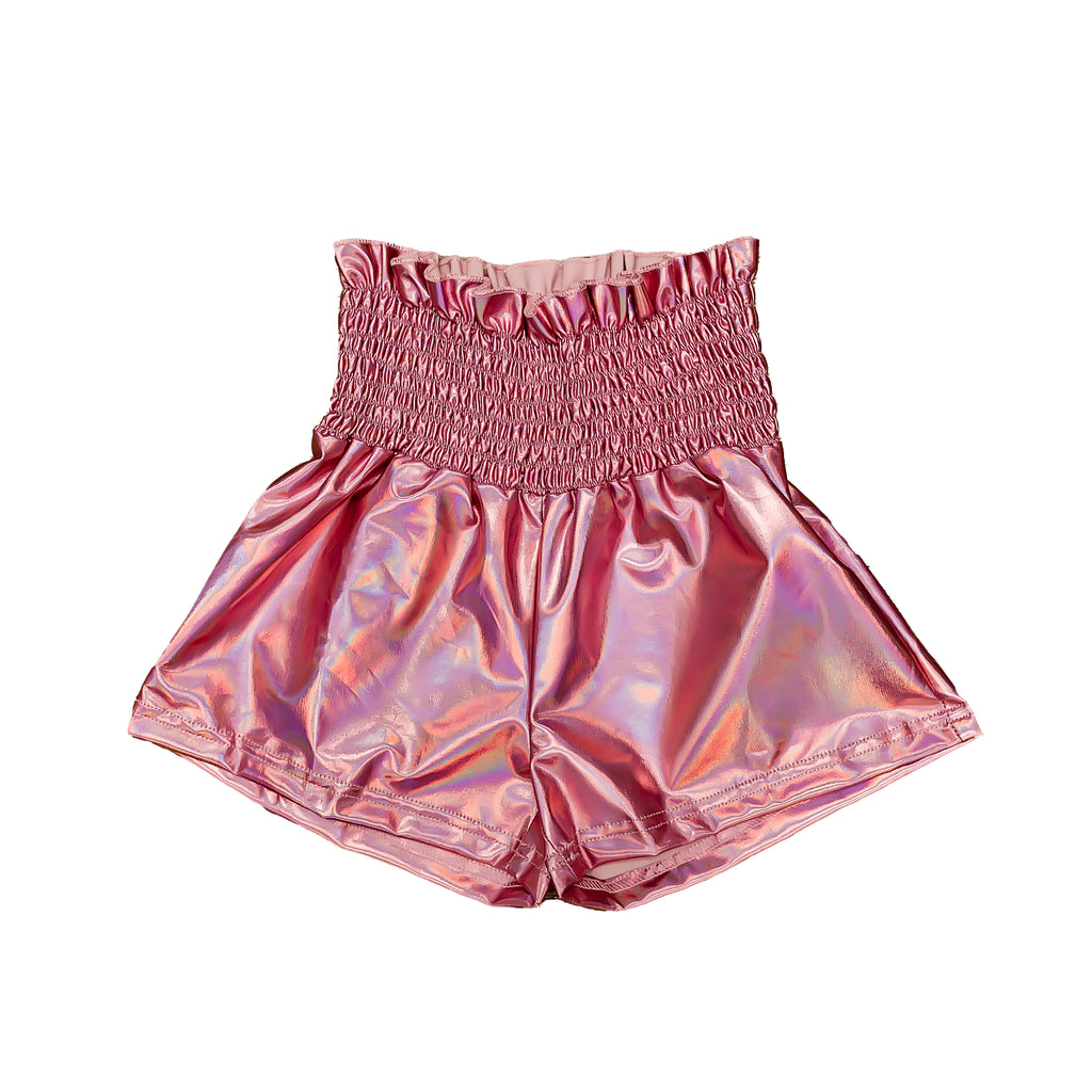 Light Pink Metallic Kid Swing Shorts