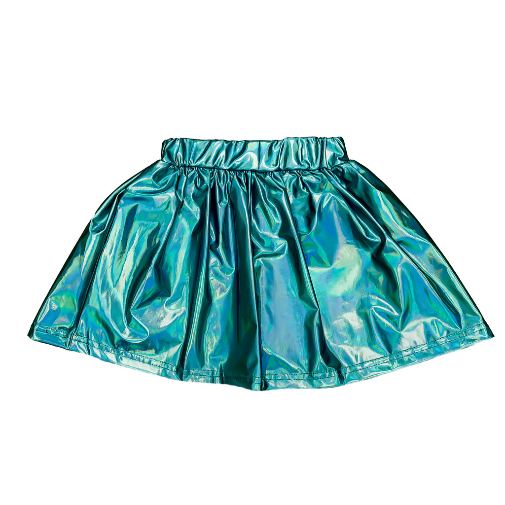 Aqua Metallic Kid Skort