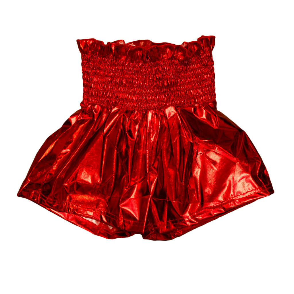 Red Metallic Kid Swing Shorts