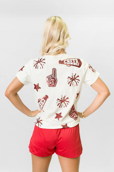 Red and White Cheer Adult Shirt
