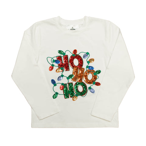 Sequin Ho Ho Ho Long Sleeve Adult Shirt