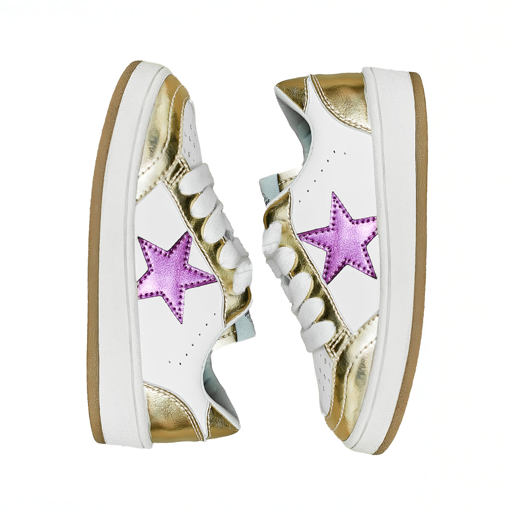 Gold and Purple Star Kid Sneakers