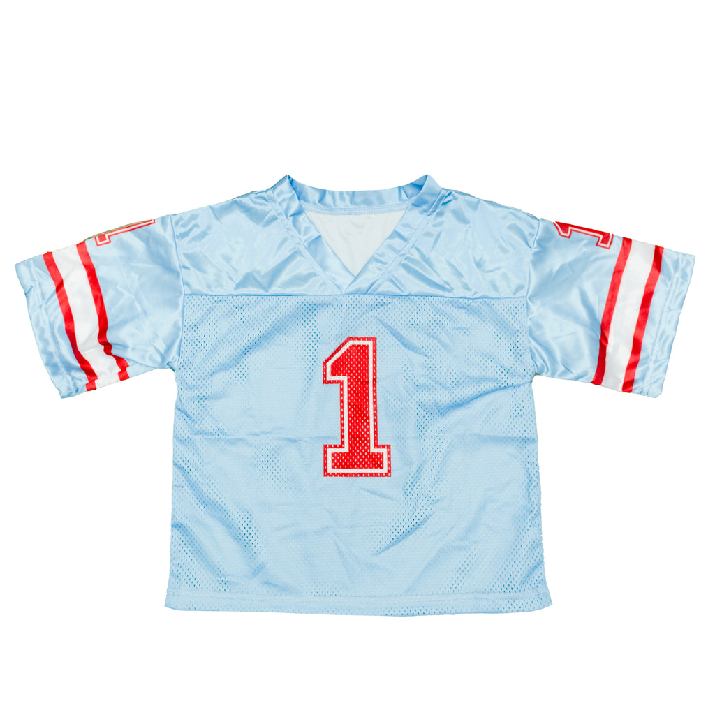 Light Blue and Red Football Jersey