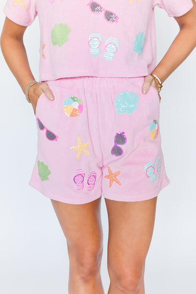 Pink Beach Terry Cloth Adult Shorts