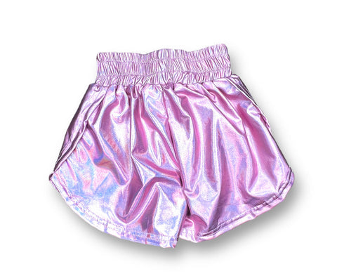 Light Pink Metallic Shorts