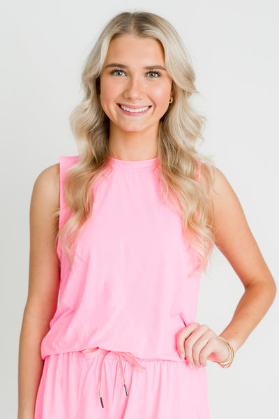 Hot Pink High Low Adult Tank
