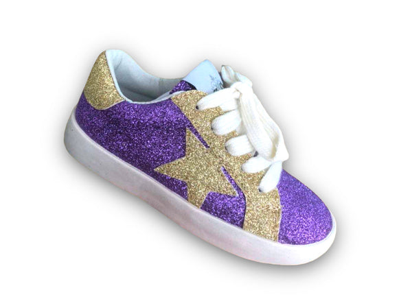 Purple and Gold Star Kid Sneakers