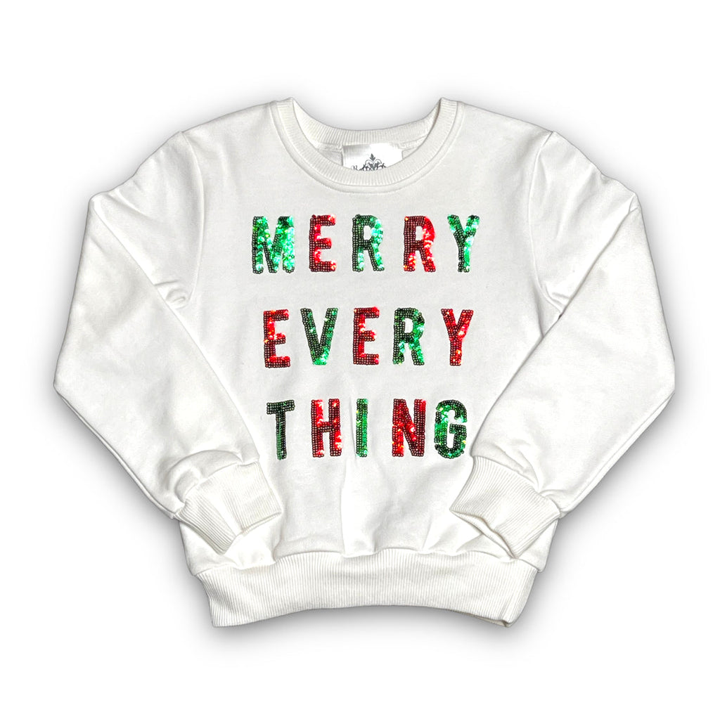Merry Everything Sequin Kid Sweatshirt