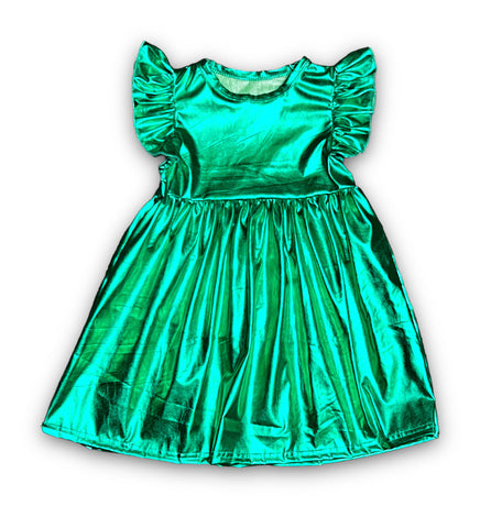 Green Metallic Kid Dress