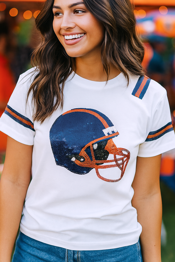 Navy and Orange Helmet Adult Shirt