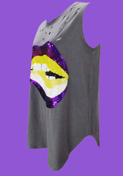 Lips Sequin Adult Tank