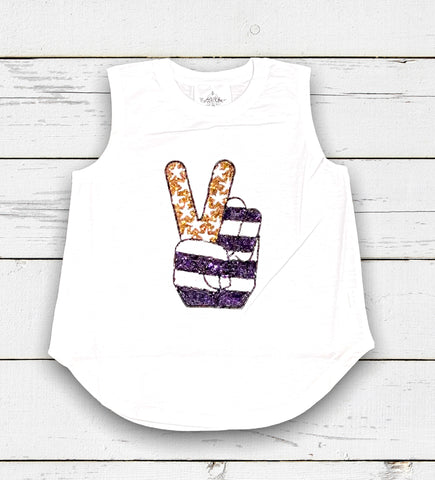 Peace in Purple and Gold Sequins Adult Tank
