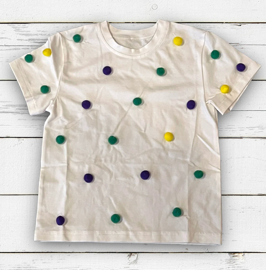Mardi Gras Kid Pom Pom Shirt