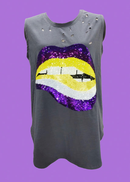 Lips Sequin Adult Tank