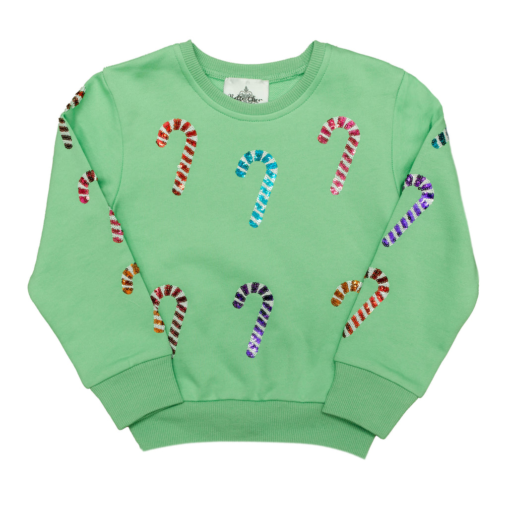 Sequin Candy Cane Adult Sweatshirt