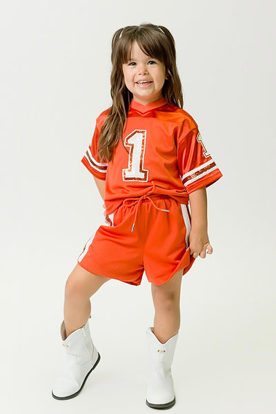Burnt Orange and White Sequin Jersey