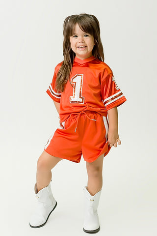 Burnt Orange and White Sequin Jersey