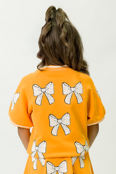 Orange and White Bows Top
