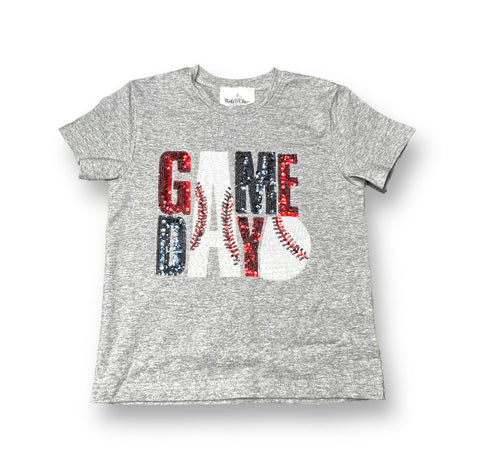 Red And Navy Gameday Sequin Shirt