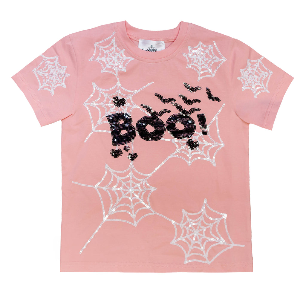 Pink Boo Spider Web Adult Shirt