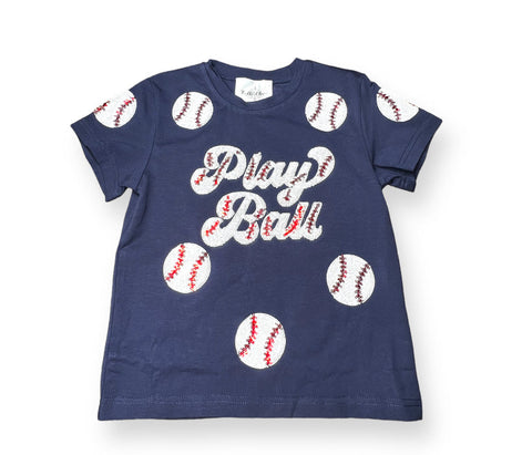 Navy Play Ball Sequin Shirt