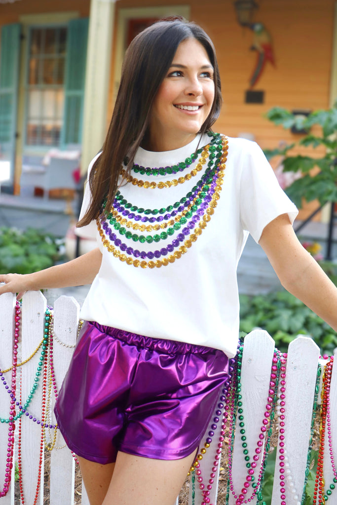 Mardi Gras Beads Adult Shirt