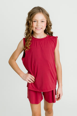 Maroon High Low Tank