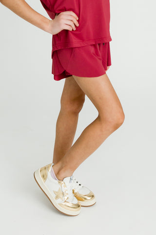 Maroon Butterfly Shorts