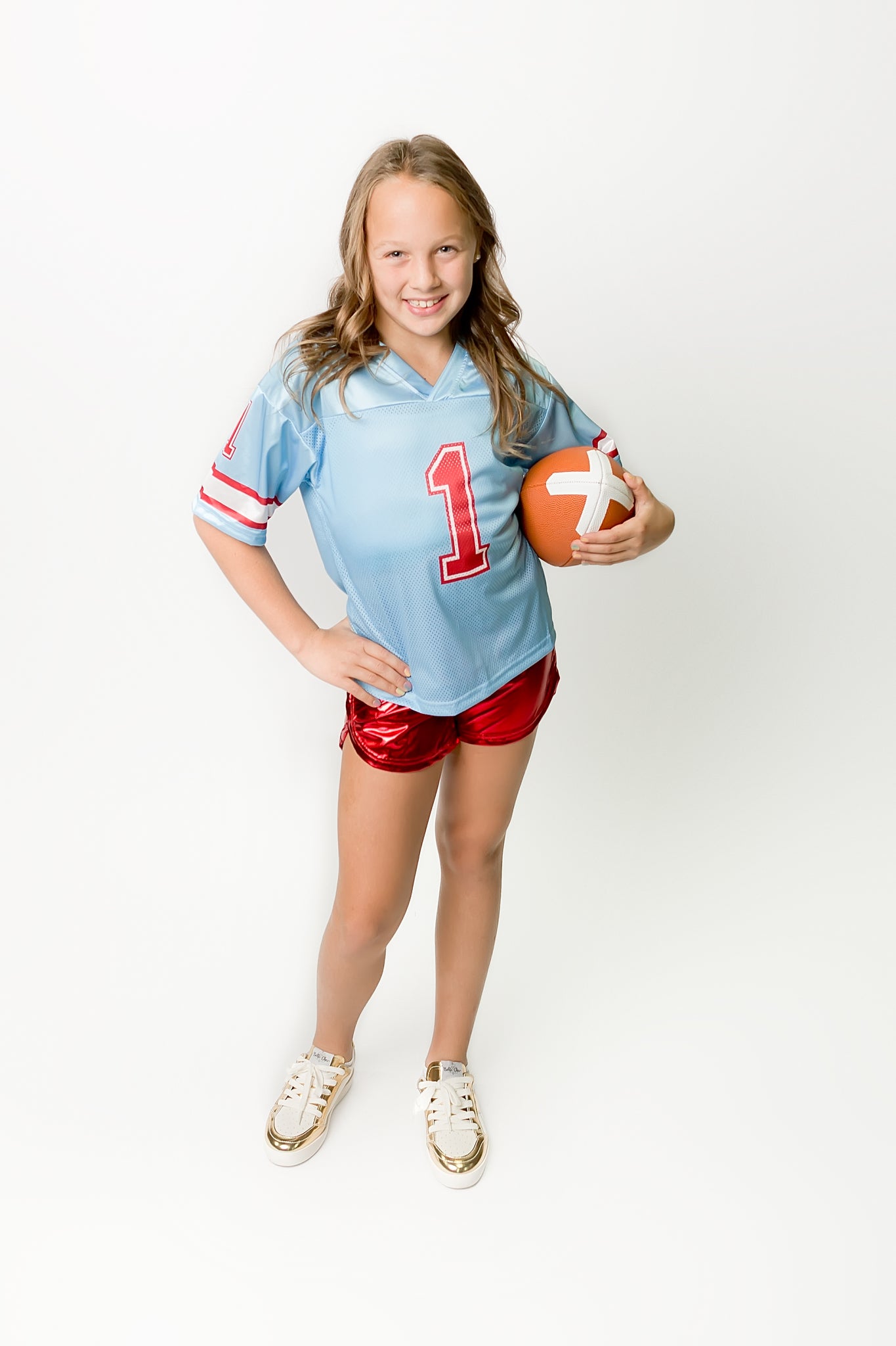 Kids' Light Blue & Red Football Jersey