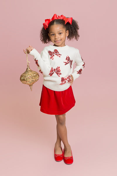 Red Bows Cream Sweater