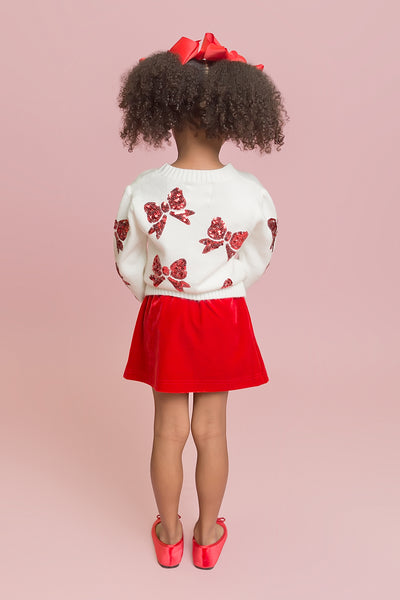 Red Bows Cream Sweater