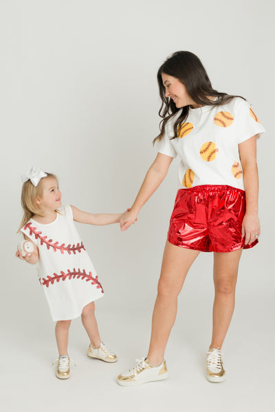 White Baseball Kid Dress