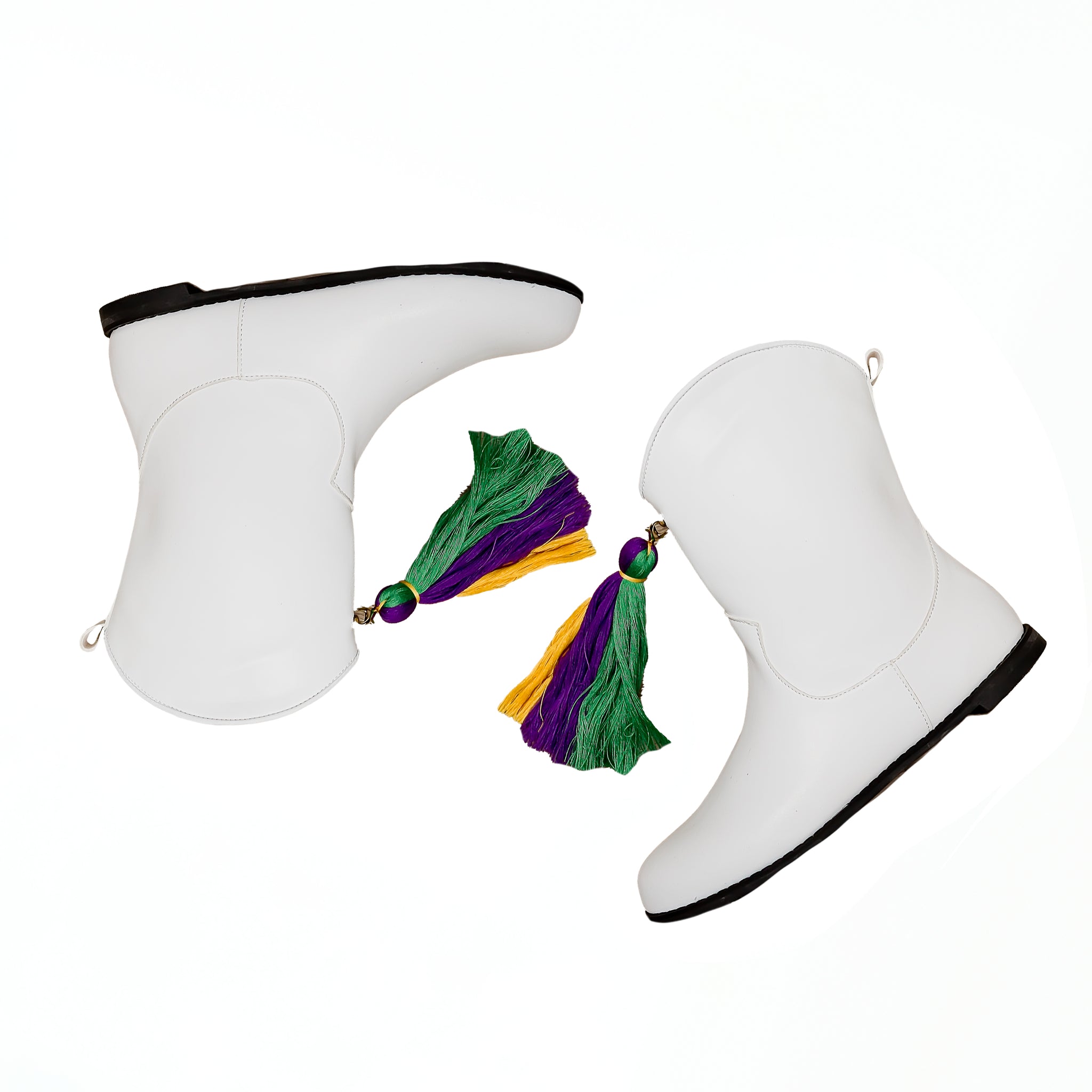 Marching Boots Kids with Purple, Green, and Gold Tassel