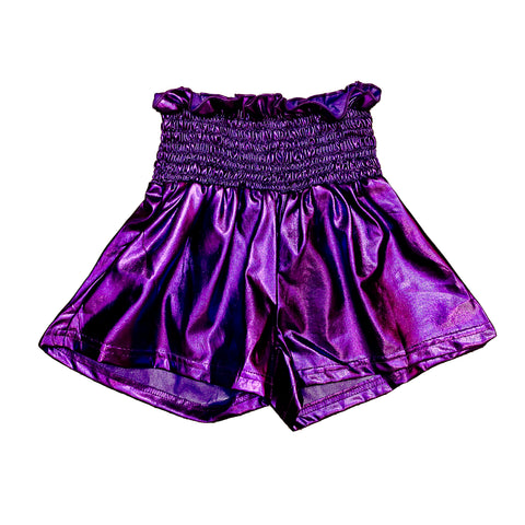 Purple Metallic Swing Shorts