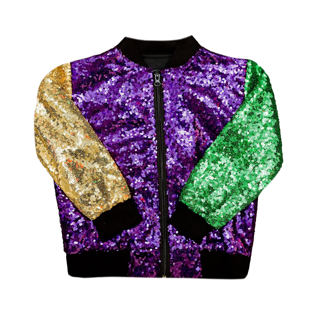 Mardi Gras Color Block Sequin Jacket