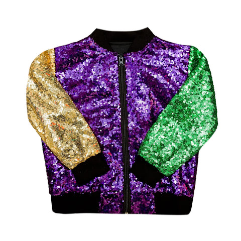 Mardi Gras Color Block Sequin Jacket