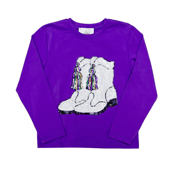 Mardi Gras Boots Purple Long Sleeve