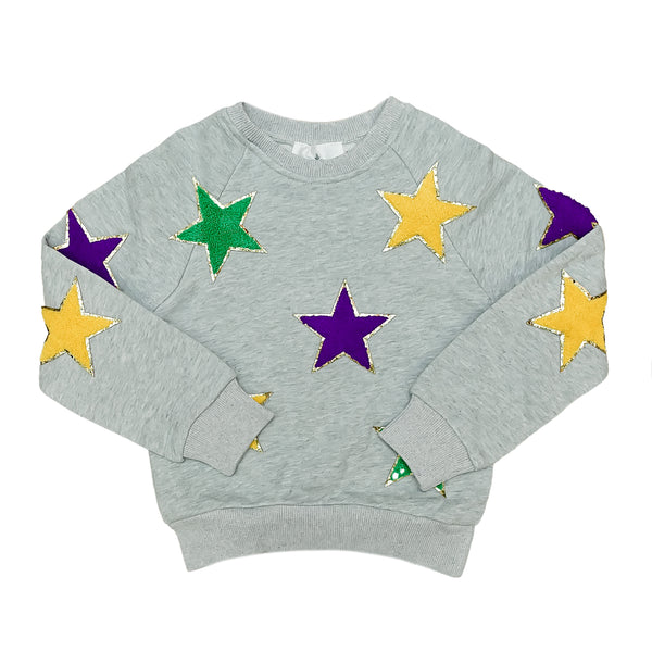 Mardi Gras Stars Chenille Adult Sweatshirt