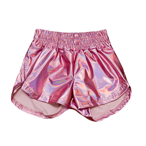 Light Pink Metallic Shorts