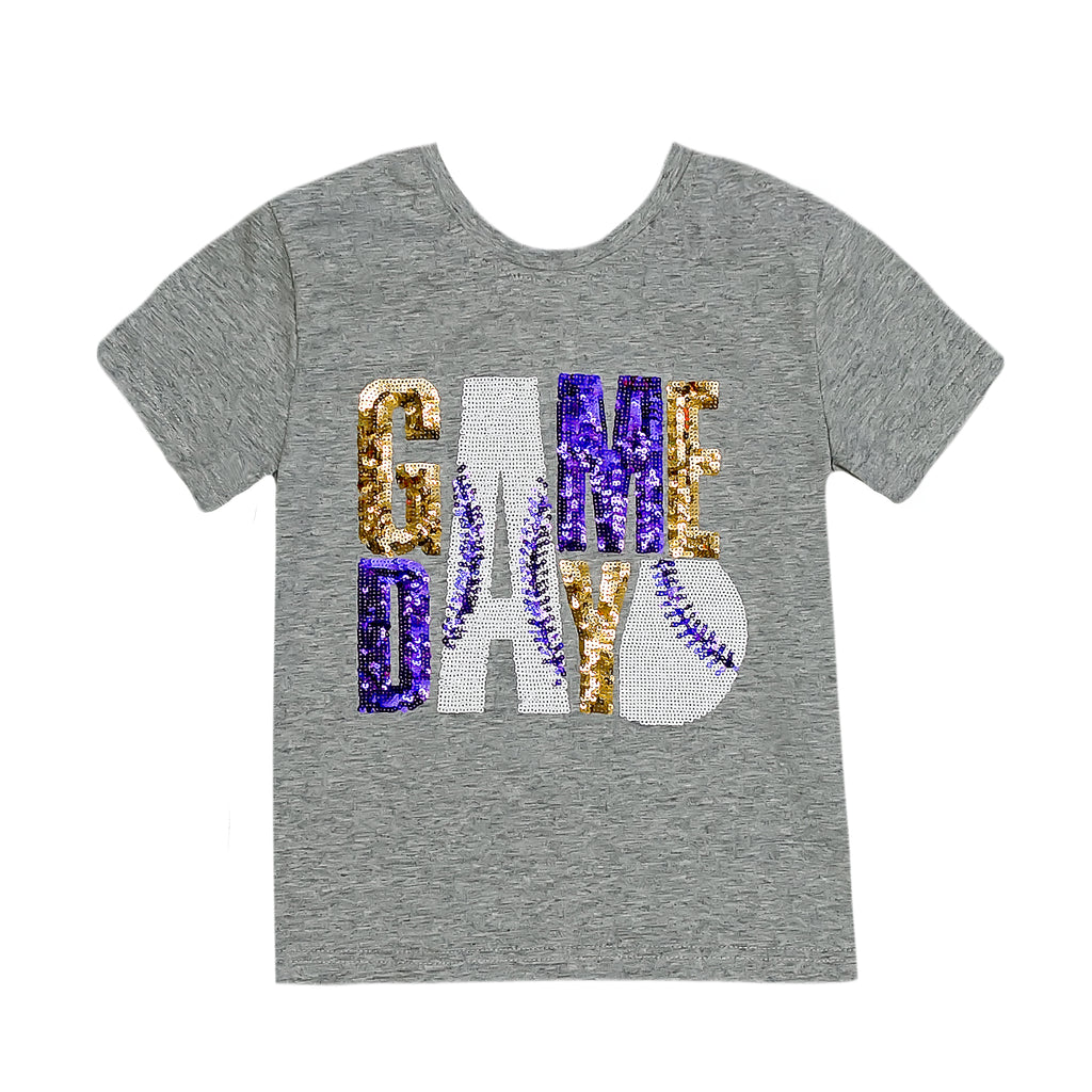 Purple and Gold Gameday Adult Sequin Shirt