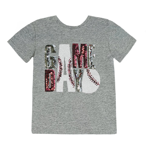 Maroon And Gray Gameday Sequin Kid Shirt