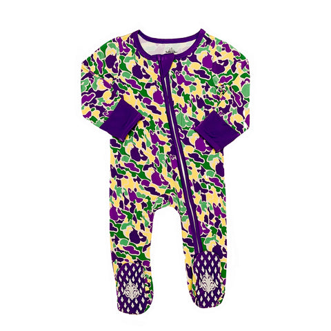 Mardi Gras Camo Bamboo Romper