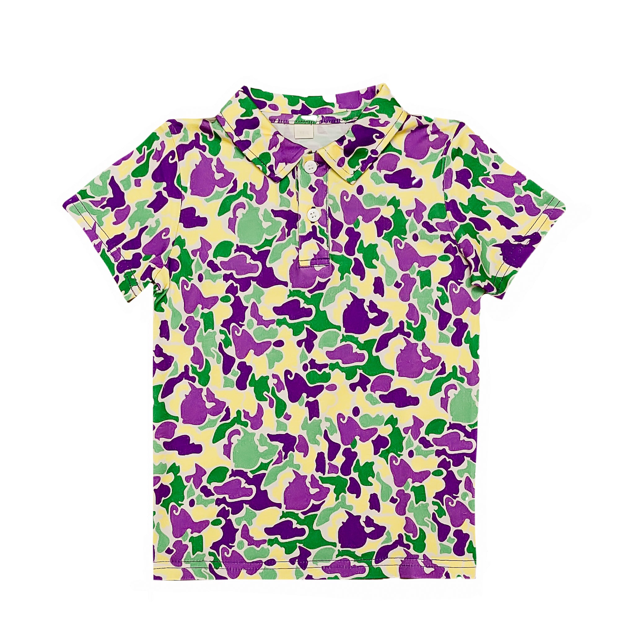 Mardi Gras Camo Kid Polo