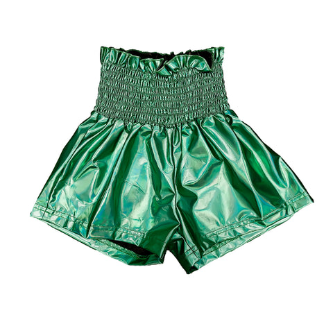Teal Metallic Swing Shorts