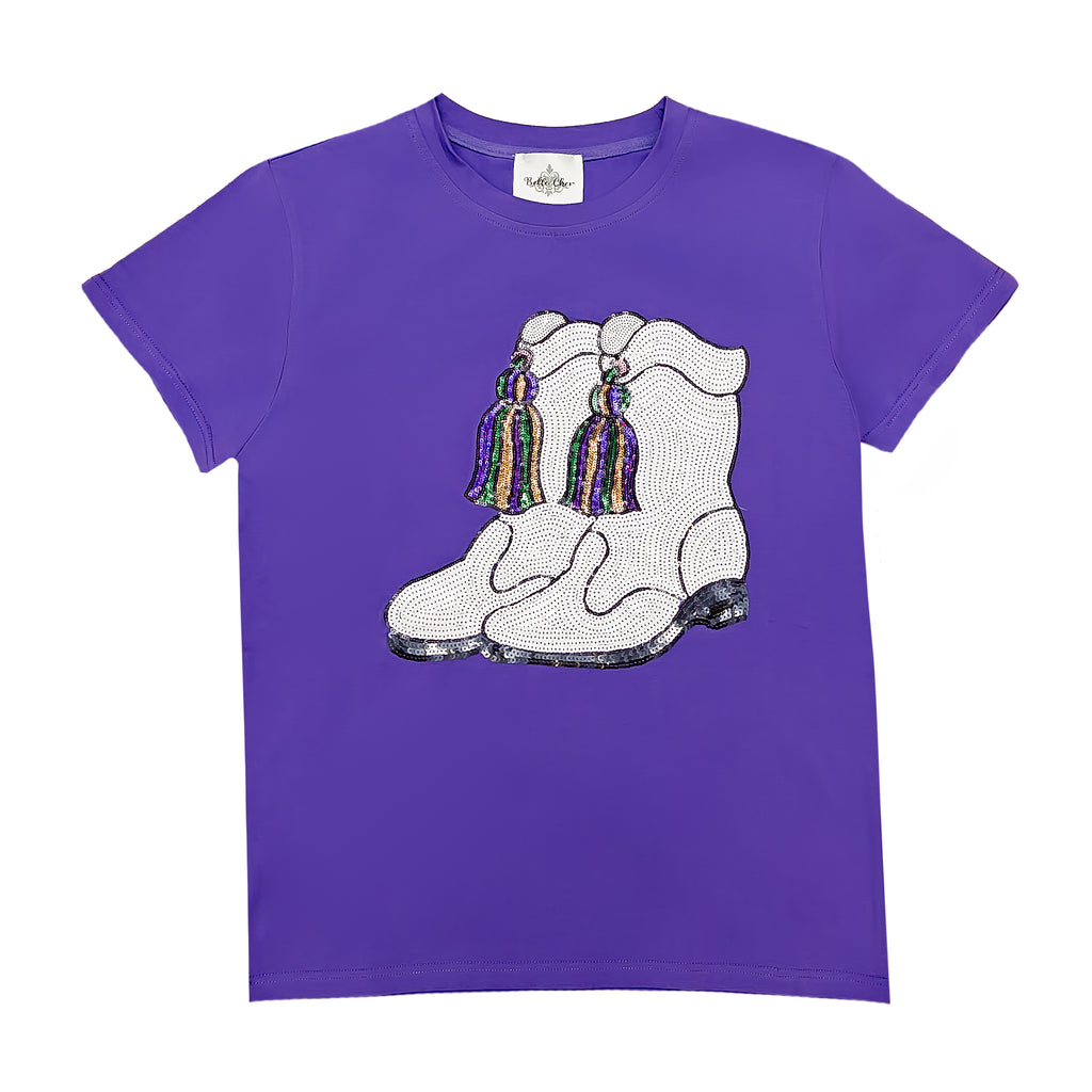 Purple Sequin Boots Adult Shirt